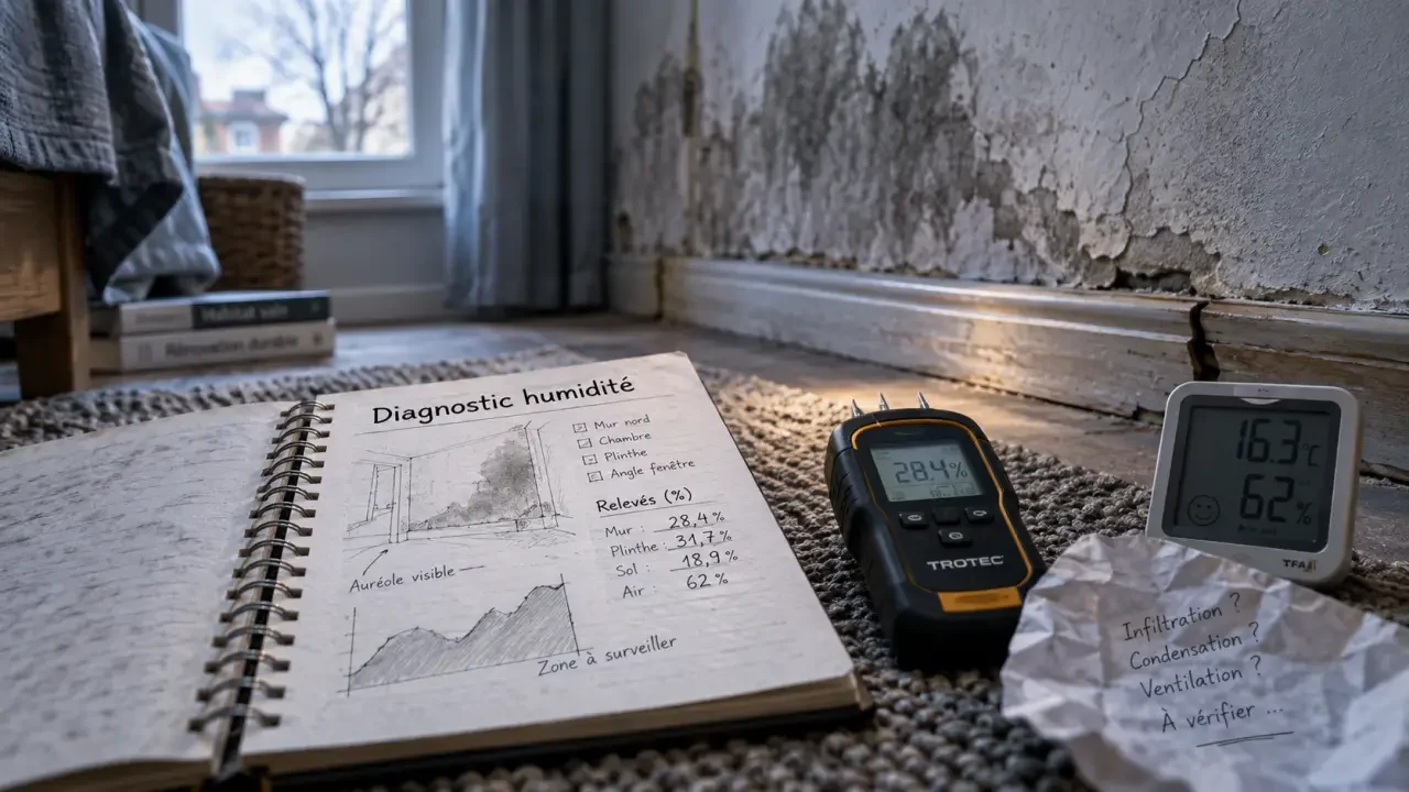 Illustration générique : Diagnostic humidité maison : le relevé qui évite de traiter le mauvais mur