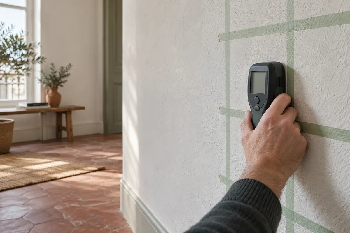 Testeur générique devant un mur quadrillé